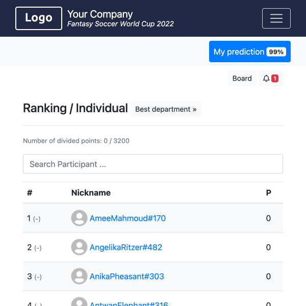 Individual Ranking - Football Tournament 2026